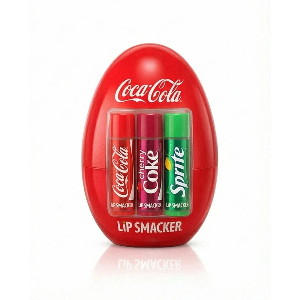 Coca-Cola Lip Smacker Lip Balm Trio in Red Egg Case Classic Cherry Sprite 0.42oz